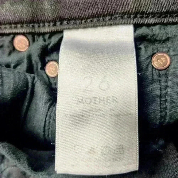 mother The Swooner Dagger Ankle Fray Black Jeans in Baa Baa Black Sheep Size 26 - Picture 10 of 12